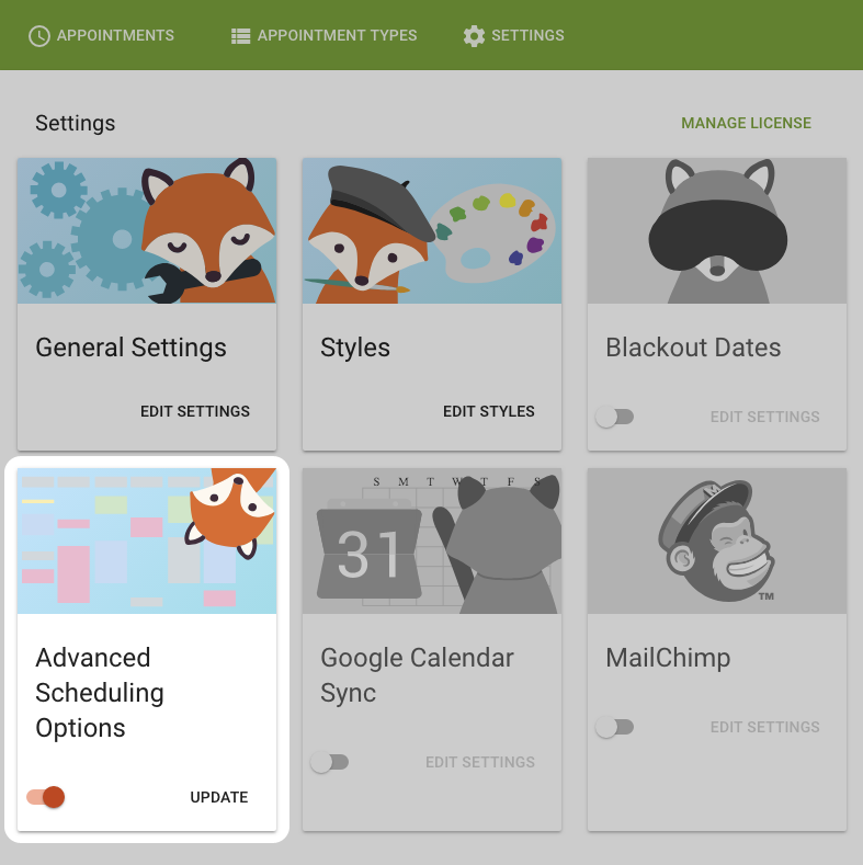 Advanced Scheduling options highlighted