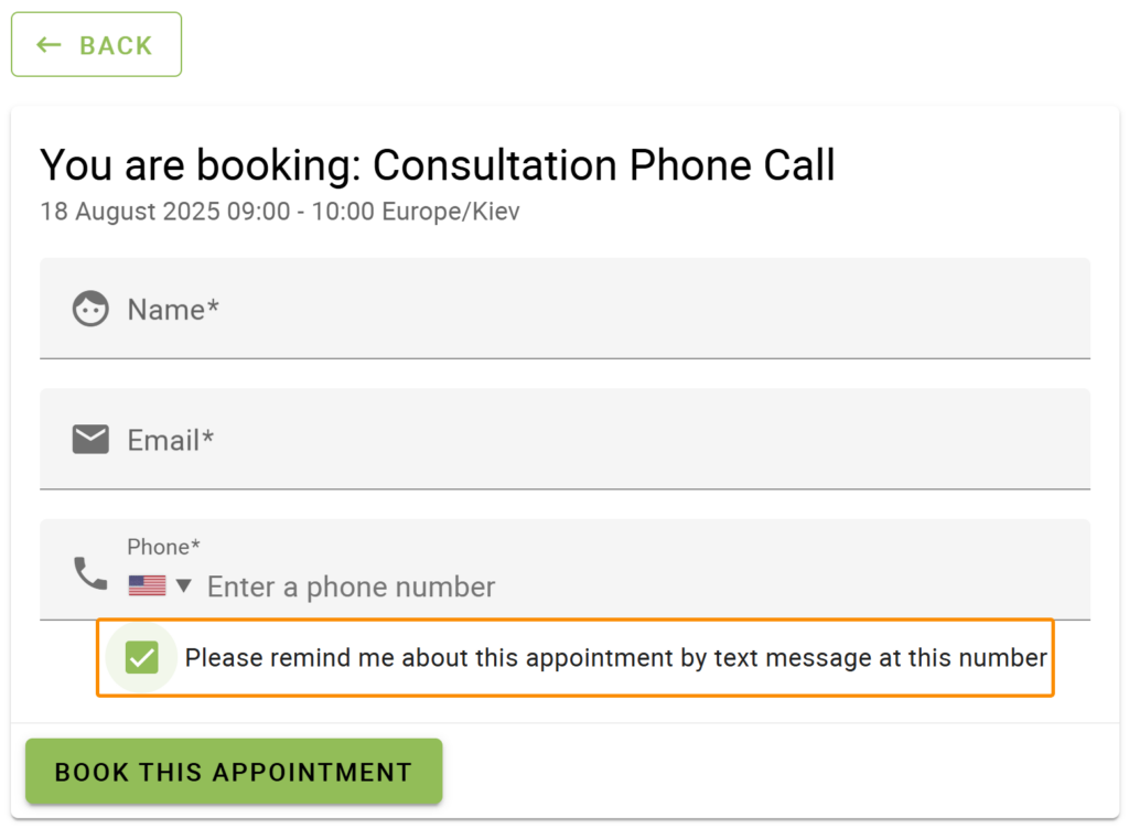 The Checkbox field for Twilio notifications.