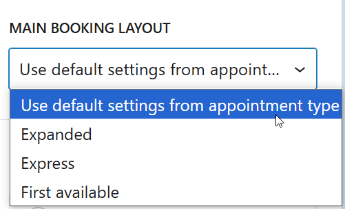 Booking Flows dropdown