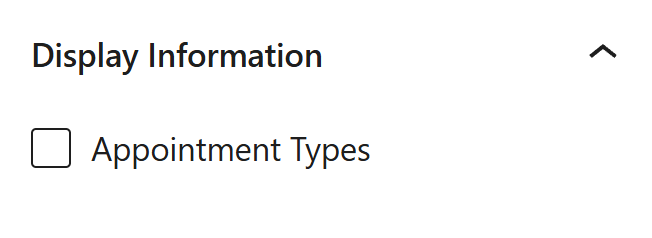 Displaying information about appointment types in the upcoming appointments module block editor.