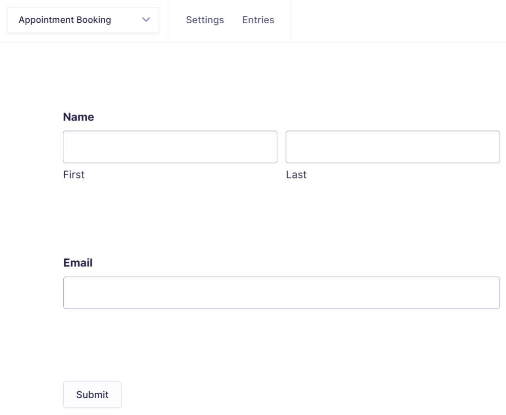 The screenshot displays that the default fields for Gravity forms have been added.