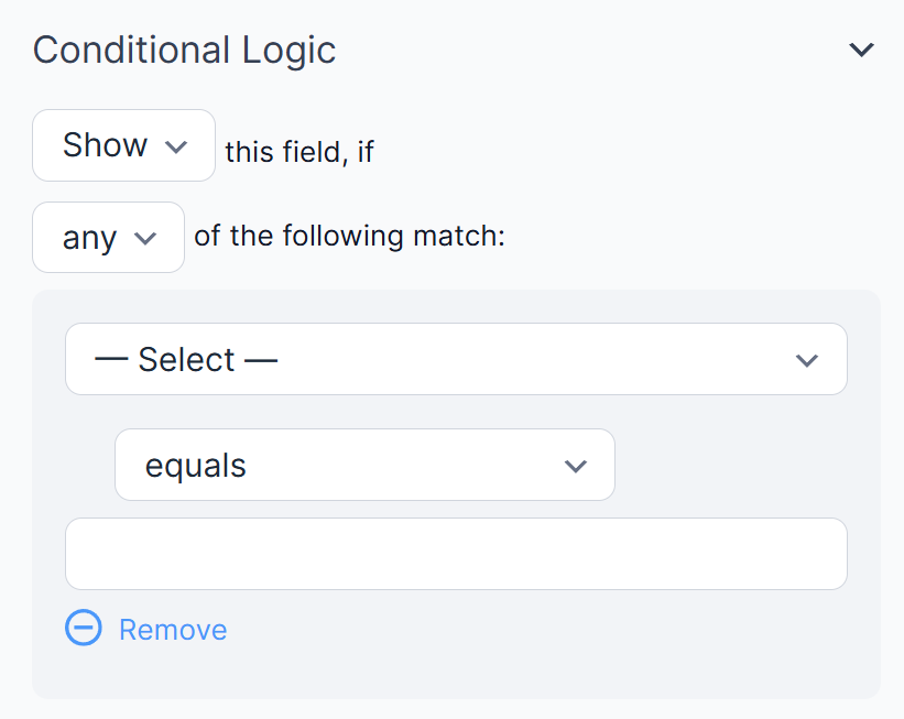 Screenshot depicting an example of Conditional Logic rules.