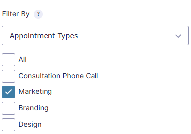 Setting the appointment type dropdown to select the appointment type.