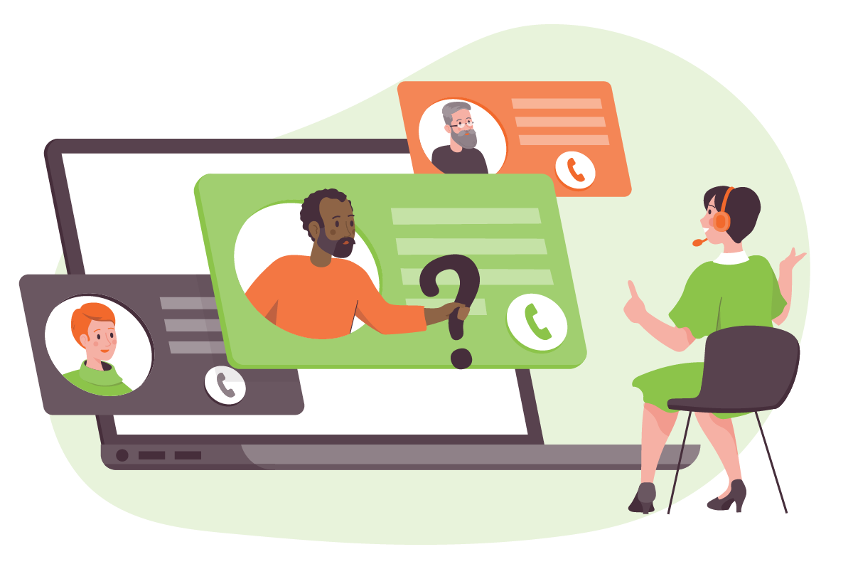 Women answering client questions and communicating through a laptop