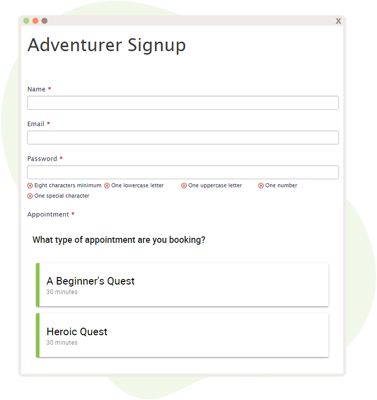 adventurer sign up