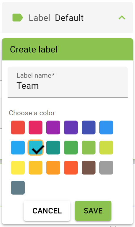 Team label being created and applied.