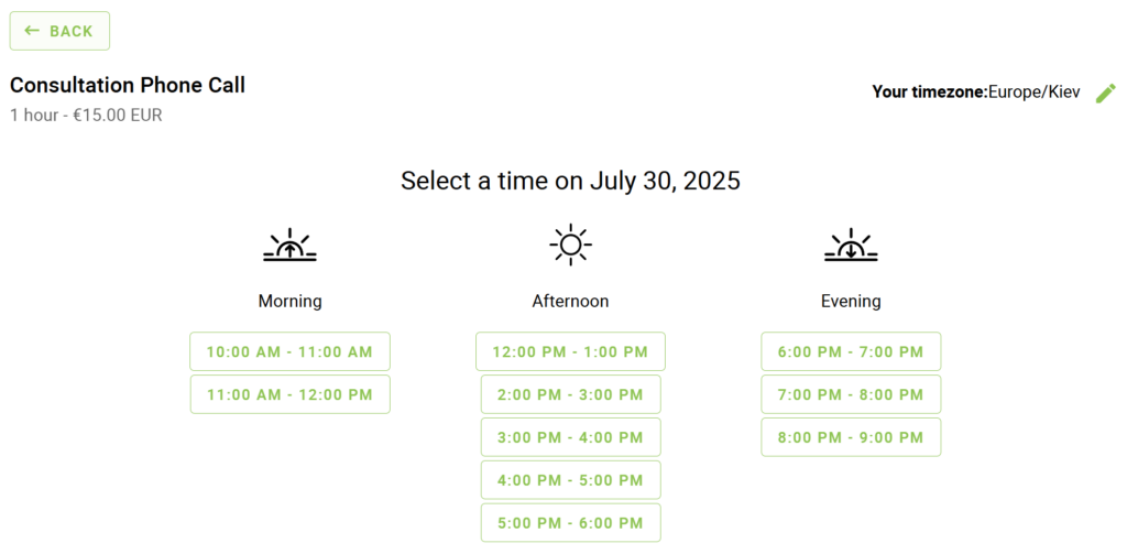 Time slots depicting end times in appointment type so people have a more clear picture of when the appointment ends.