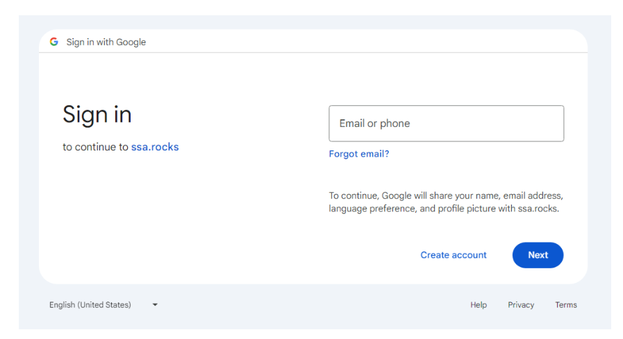 Process to sign in with the Google Calendar email.