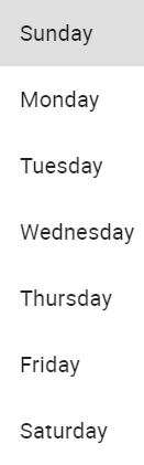 using the week starts on dropdown in the General Settings