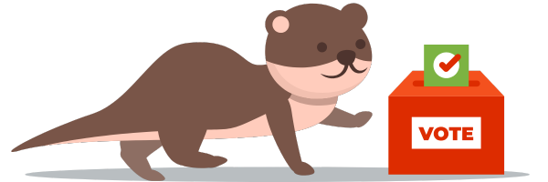 Illustration of a stoat casting a vote in a ballot box.